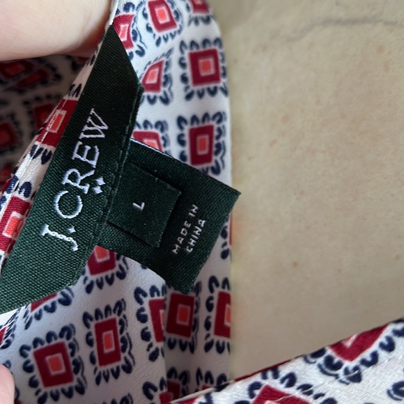J Crew White/Burgundy Printed Blouse Size L - Picture 6 of 7